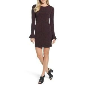 NWT MICHAEL KORS Red Black Jersey Ruffle Cuff Dress